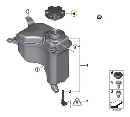 Tapa Deposito Refrigerante Para Bmw E92 Lci 325xi Repuesto Foto 3