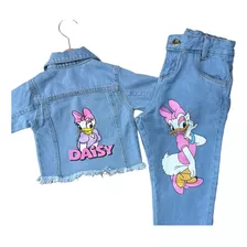 Conjunto Jeans Infantil Menina Calça Jaqueta Inverno Frio