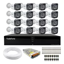 Kit Dvr 16 Canais Tudo Forte 16 Câmeras Bullet Tf 1220 Infra