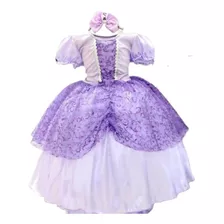 Vestido Infantil Temático Princesa Sofia Luxo Mega Oferta