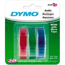 Rotulador Manual Dymo Vinilica De 9 Mm X 3 M, Color C/ 3un