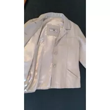 Campera De Cuero Impecable Beige (poco Uso)