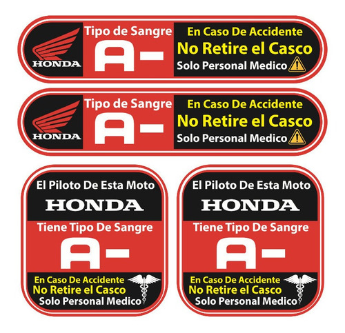 Sticker Reflejante Tipo Sanguineo P/ Pilotos De Moto Honda Foto 5