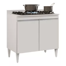 Balcão Para Cooktop 80cm 2 Portas Flórida Branco - Lumil