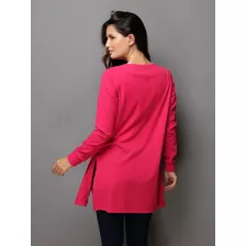 Cardigan Barbie Girl Plus Size Pink Canelado Fenda Lateral