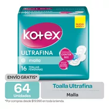 Toalla Higiénica Kotex Ultrafina Malla 64 Un - 4 Paqx16