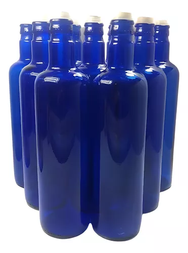 Tercera imagen para búsqueda de botellas azules de vidrio