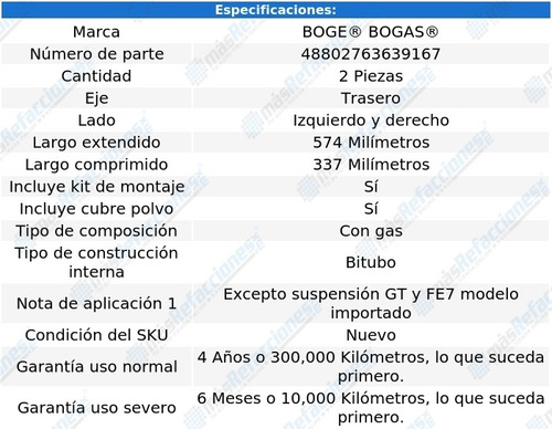 Kit 2 Amortiguadores Tra Boge Beretta Fwd L4 2.3l 90 Al 94 Foto 2