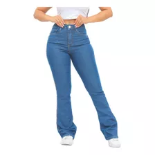 Calça Jeans Flare Feminina Cintura Alta Premium Com Bolsos