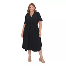 Vestido Feminino Transpassado Pluz Size Moda Evangélica Duna