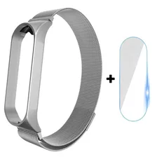 Pulseira Metal Aço Inox + Pelicula Para Xiaomi Mi Band 3 E 4