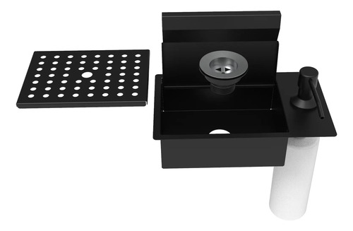 Porta Esponja C/ Dispenser E Escoamento 15cm Embutir Preto Preto