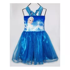 Vestido De Elsa De Frozen Disfraz Con Tul Talles 4 Al 12