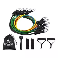 Kit Elástico Extensor Tubing Premium Treino Funcional Bravus Sport