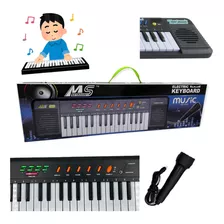 Piano Teclado Infantil Com Microfone E Banquinho