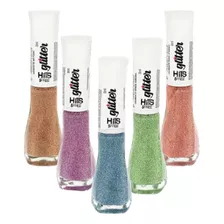 Esmaltes Hits Diamante Glitter Refletivo Brilho 5free Kit 5