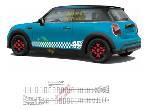 Stickers Franja Lateral +espejos Flag2 Para Mini Cooper M7 Foto 3