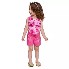 Conjunto Blusa E Short Infantil Menina Mundi Pink