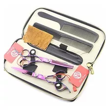 Set De Tijeras De Peluqueria 6 Para Zurdo Purple +estuche