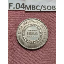 Moeda De Prata Império De 1000 Réis De 1860 - Mbc/sob F4