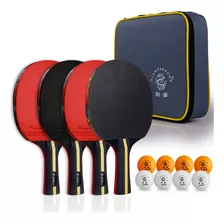 Juego De 4 Paletas De Ping Pong, 5 Capas De Tenis De Mesa Co