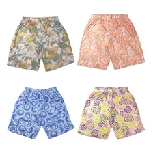 Kit 6 Bermudas Femininas Senhora Malha Estampado Cós Alto