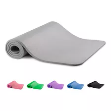 Tapete Yoga Pilates Fitness Ejercicio Portátil 10mm Grosor Color Gris