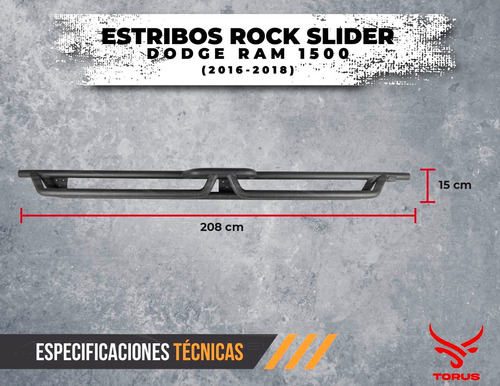 Estribos Acero Rock Slider Ram 1500 Doble Cabina 16-18 Torus Foto 8