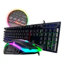 Teclado + Mouse Gamer Rgb Iluminado Com Led Usb Dw-300 Br