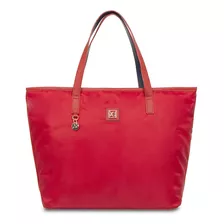 Bolsa Tote Cloe Para Mujer Grande Textil Colgante Color Oro Color Rojo