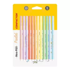 Caneta Hidrografica Pastel 12 Cores Gigante Neo Pen Hidrocor