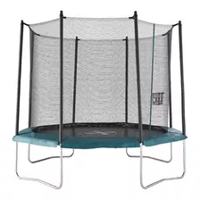 Trampolín Domyos 8527376 Con Diámetro De 3 m, Color Del Cobertor De Resortes Verde Y Lona Negra