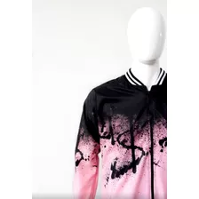 Bomber Jacket Street Art Negro-rosa 