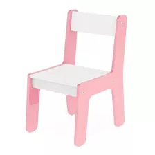 Cadeira Cadeirinha Infantil Rosa Em Madeira Brinquedo