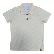 Camiseta Polo Amarela Tropical Infantil Menino Malwee