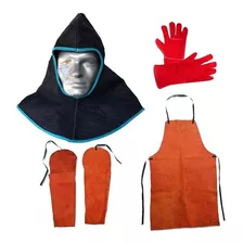 Kit De Seguridad P/ Soldador, Guantes, Mangas, Peto,capucha