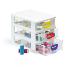 Gaveteiro De Mesa Mini Organizador Multiuso 3 Gavetas