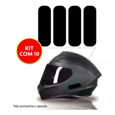 Kit 10 Adesivos Refletivo Capacete Preto Original