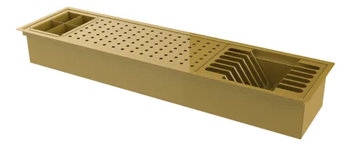 Escorredor Embutir / Sobrepor Calha Inox Úmida Dourado 75cm Dourado