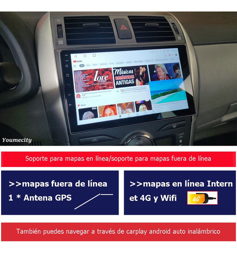 Radio Estreo De Coche Android Gps Para Toyota Corolla 07-13 Foto 4