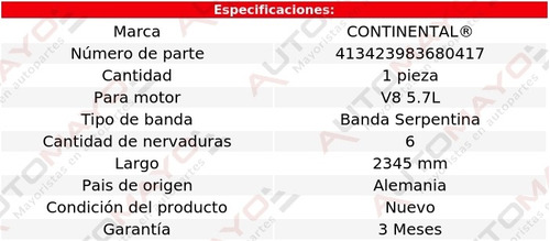 Banda Acc 2345 Mm Continental Roadmaster V8 5.7l Buick 92-93 Foto 8