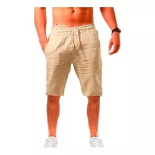 Short Pantalón De Algodón Y Lino Para Hombre, Playa, Yoga