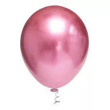 Bexiga Balão Metalizado Platino Cromado C/ 50un Nº 5 Pol Cor Rosa