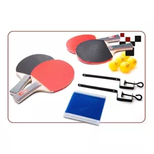 Kit Ping Pong Tênis D Mesa 4 Raquetes + 5 Bolinha + 1 Rede