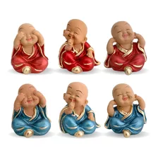 Trio De Budas Monges Sábios - Kit 6 Peças