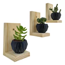 Kit Mini Prateleiras De Madeira Pinus Decoração 3 Unidades