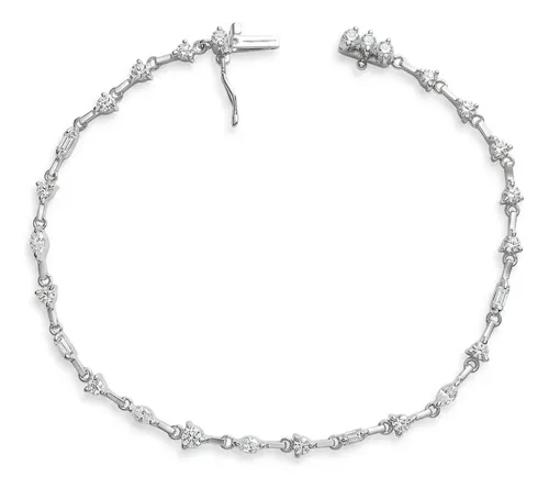 Pulseira Riviera Faca De Diamantes 1,3ct Ouro 18k 750 Branco 19 Cm