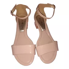 Sandalias Zapatos Fiesta Con Taco Mujer Charol Rosa 