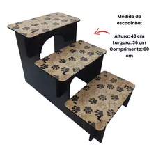 Escada Para Pet Cachorro Gato 3 Degrau Em Mdf Escadinha Cor Patinhas