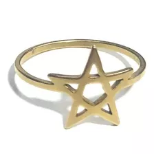 Anel Pentagrama Estrela Cinco Wicca Salomão Celta Aço 316l 6
